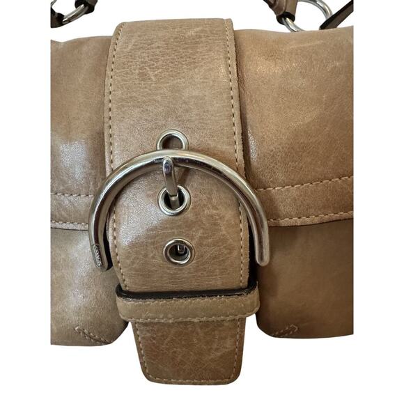 COACH Vintage Soho Leather Flap Bag Camel Brown Purse Y2K - Picture 8 of 16